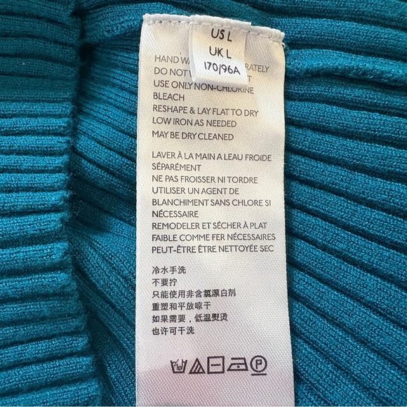 Urban Outfitters Teal Ribbed Cardigan Peyton Fitted Cropped Sz. L - Picture 9 of 10